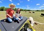 Checking the herd and doing a little treat feeding